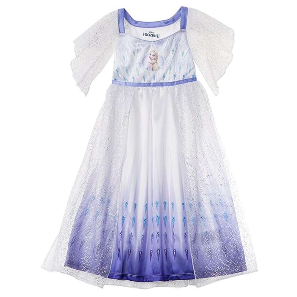 Disney Frozen Elsa Graphic Nightgown Dress Purple Sparkle Tulle Size 2T